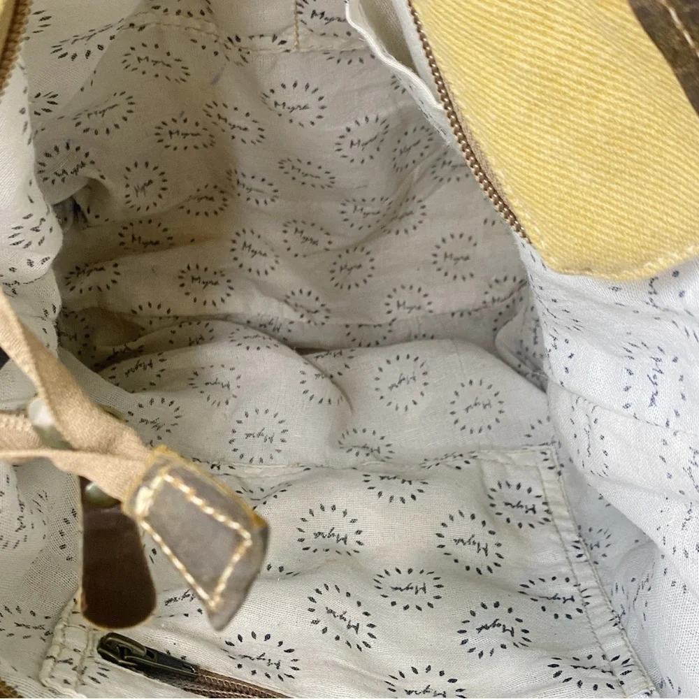 Myra Bag Canvas and Leather Adjustable Shoulder Bag Tote Purse Cotton